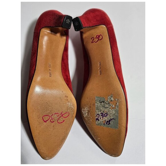 Salvatore Ferragamo Red Suede Pumps – Size 9 AAAA (Ultra Narrow) – Vintage - Picture 6 of 6